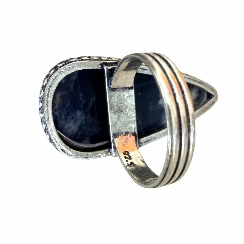 Sodalite Teardrop Statement Ring
